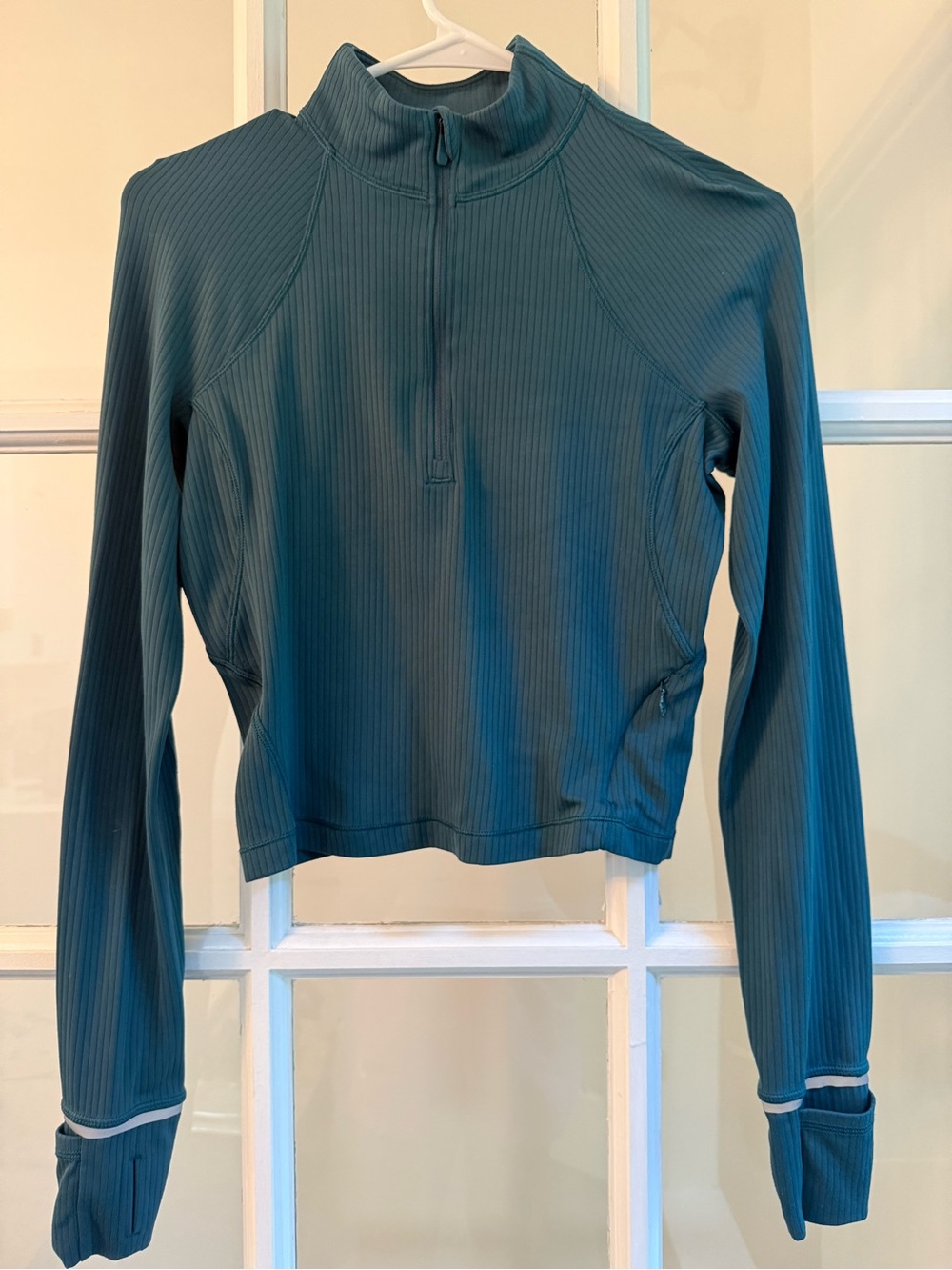 lululemon athletica Ribbed Quarter-Zip Pullover in Teal Blue